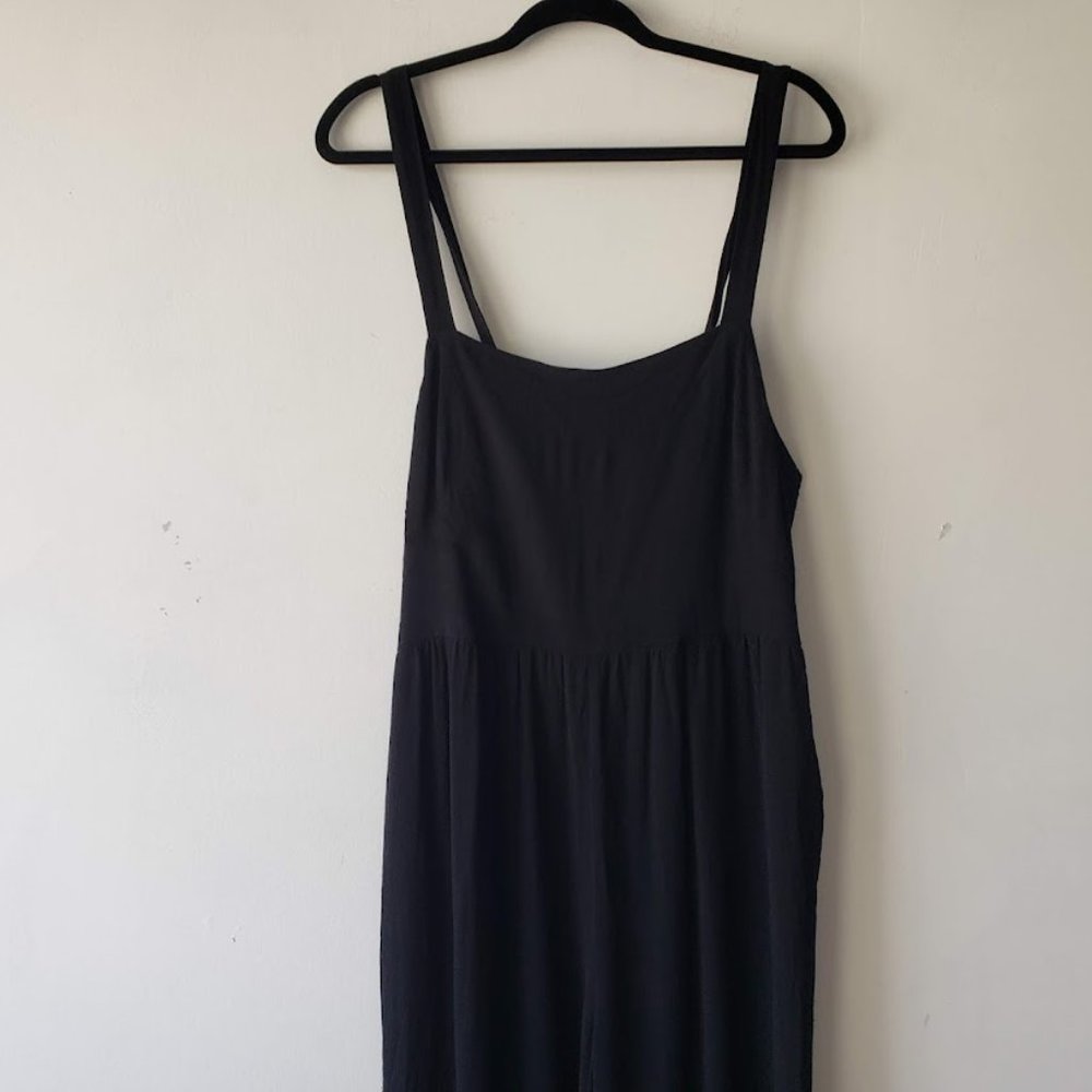 Madewell Smocked Crop Black Jumpsuit - Picture 3 of 8